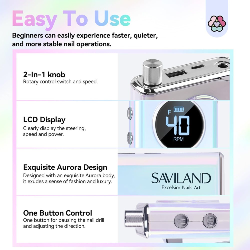 SAVILAND portable nail drill kit ready for on-site manicures and pedicures.