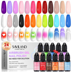 SAVILAND airbrush gel nail polish bottle cap close-up for vibrant gradients