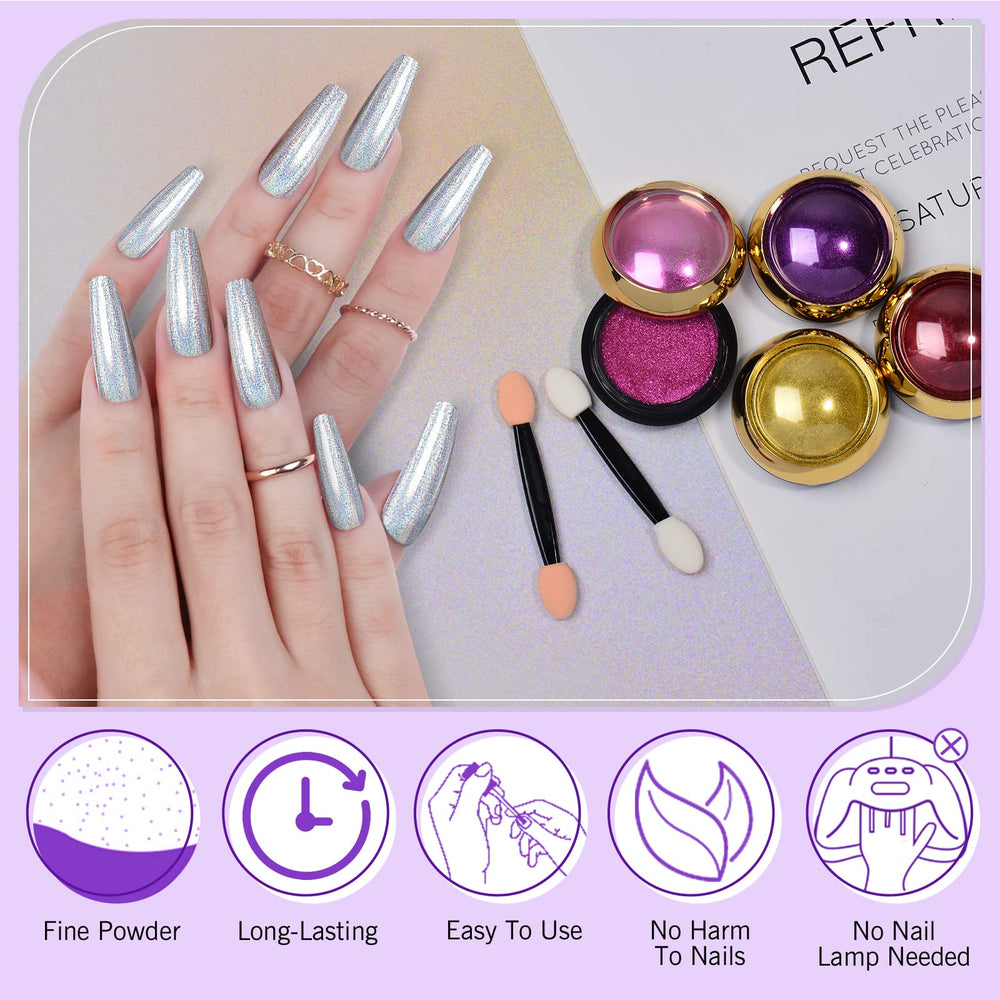 SAVILAND chrome powder kit with jars and sponge sticks for easy color transfer