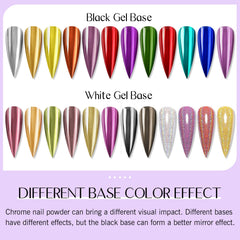 SAVILAND chrome powder swatches reveal iridescent shimmer for versatile nail art