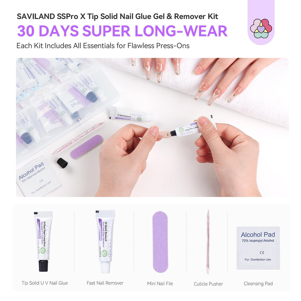 SAVILAND Cleansing Pads prep nails for optimal adhesion.