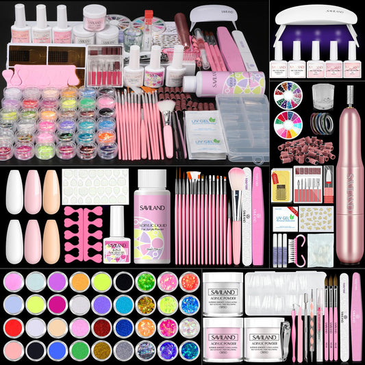 SAVILAND Essentials Kit overview showing all-in-one home nail set for beginners