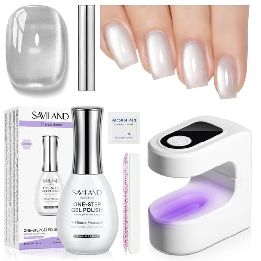 SAVILAND Glassy Cat Eye One-Step Gel Polish Kit box for easy at-home manicure