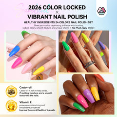 SAVILAND glitter neon polish collection showing shimmering finishes on nails