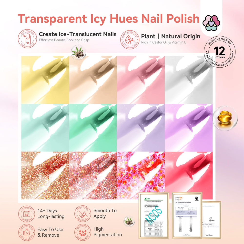 SAVILAND jelly pink and nude swatches for easy color planning