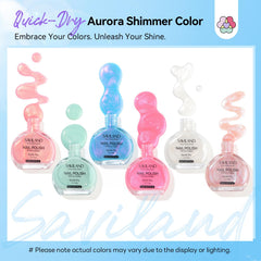 SAVILAND Pearlescent Nail Polish Set Pearl Pink shade on nails.