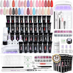 Saviland poly gel kit 36 colors offers bold shades for nail art.