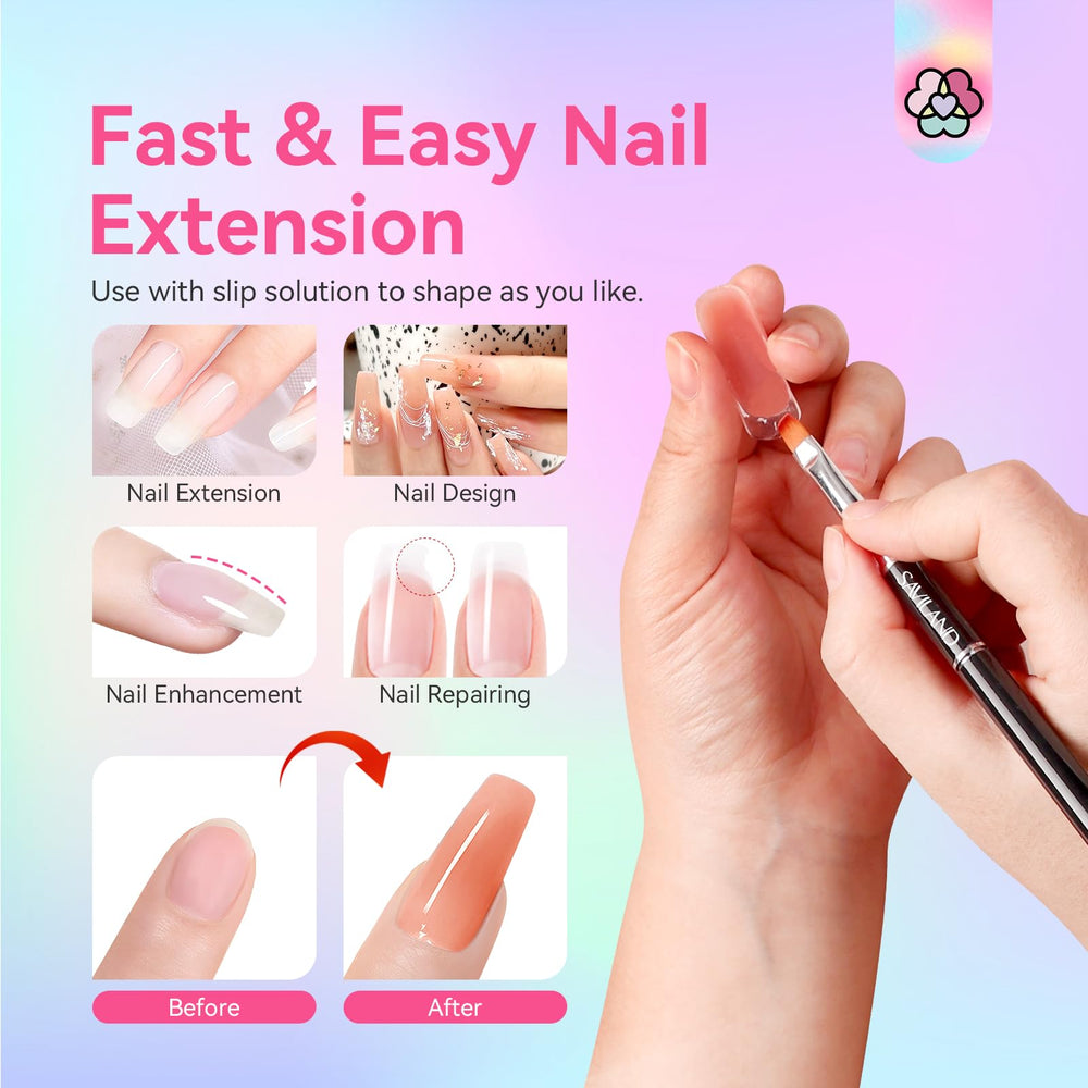 SAVILAND Poly Gel Nail Colors kit in use demonstrates nail extension and reinforcement.