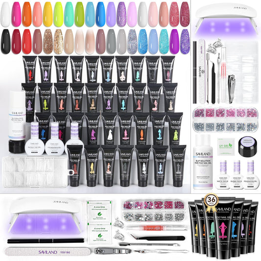 SAVILAND poly gel nail kit 36 colors for versatile at-home manicures.