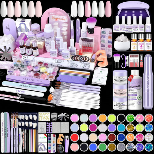 SAVILAND professional acrylic nail kit box for at-home practice and learning.