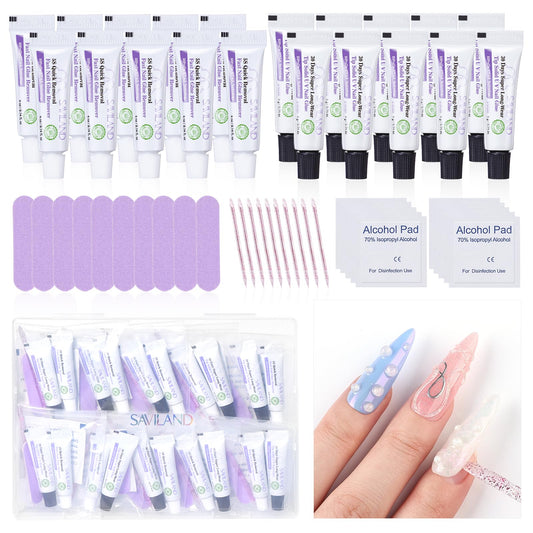 SAVILAND Solid Nail Glue Gel delivers a long-lasting hold on natural nails.
