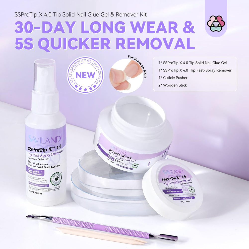 SAVILAND solid nail glue gel application demonstrates strong bond for tips