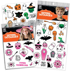 Savvi Spooky Tattoos ghosts designs for kids' Halloween costumes and quick, mess-free removal.