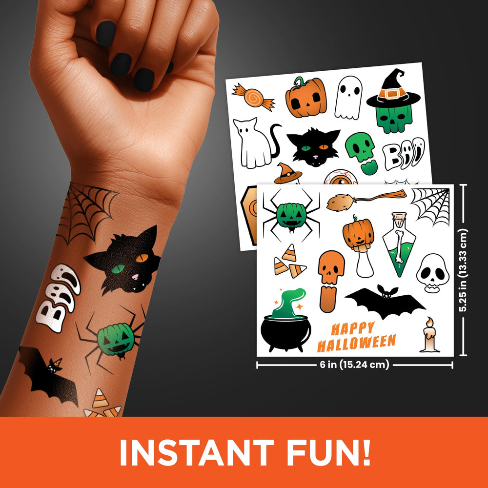 Savvi Spooky Tattoos skulls designs for edgy party favors and easy-to-wear body decor.