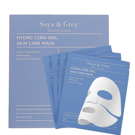Saya & Grey Hydro Cera-Nol mask 4-pack packaging, ideal gift for skincare lovers.