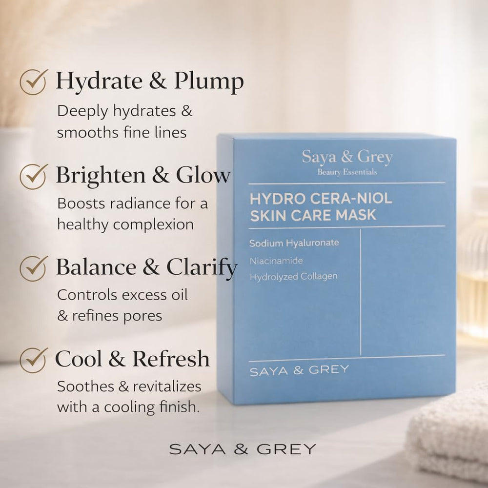 Saya & Grey Hydro Cera-Nol mask sheet being applied on face for even coverage.