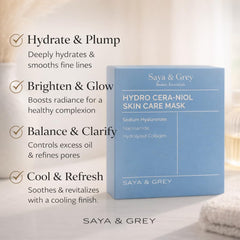 Saya & Grey Hydro Cera-Nol mask sheet being applied on face for even coverage.