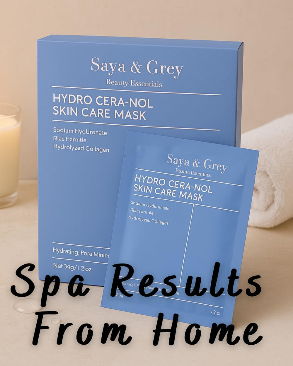 Saya & Grey Hydro Cera-Nol mask on face, demonstrating fit and coverage.
