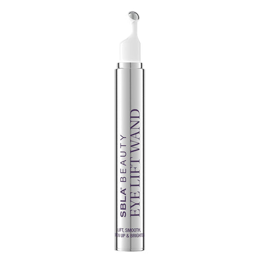 SBLA Eye Lift Wand in use on the eyelid, smoothing and brightening for a refreshed look.