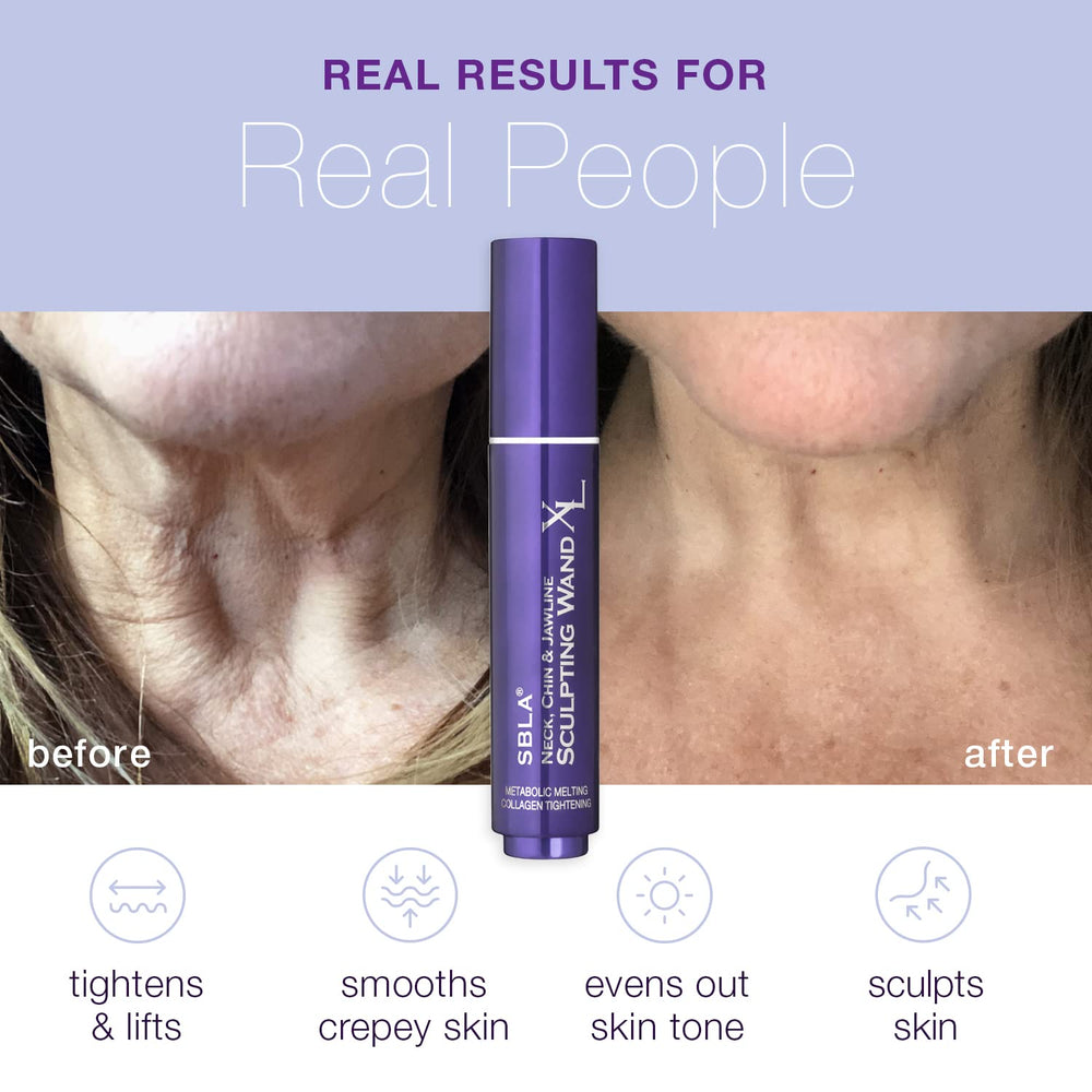 Close up of serum dispense tip for precise under chin treatment