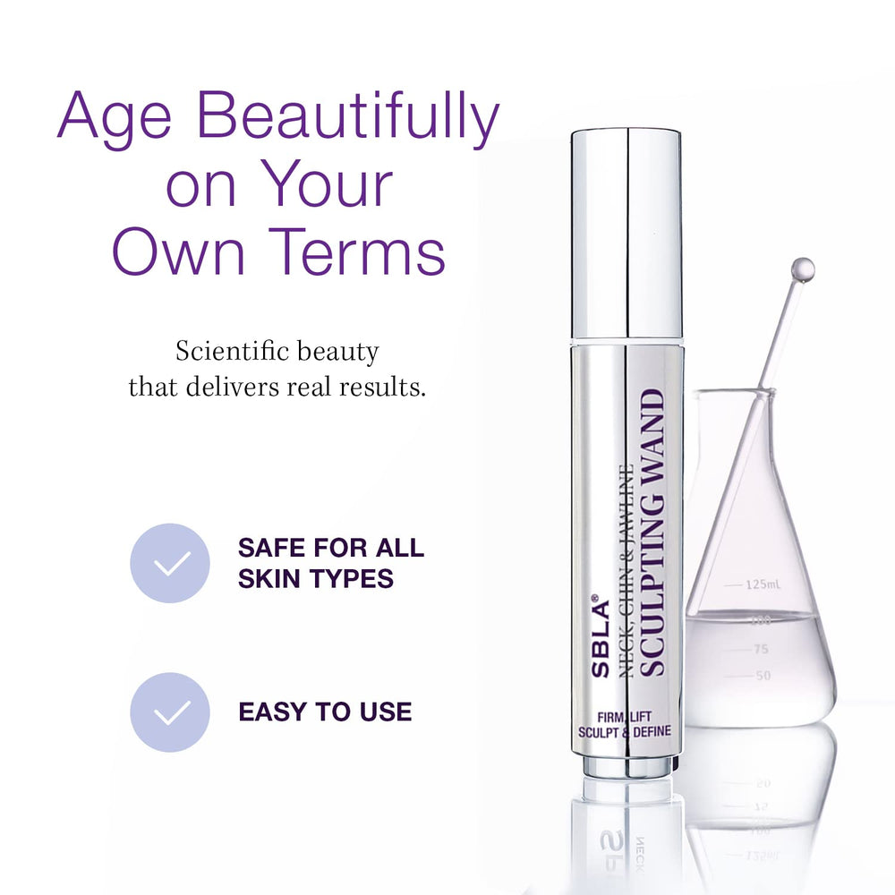 SBLA serum application on neck demonstrates immediate smoothing and subtle lift potential.