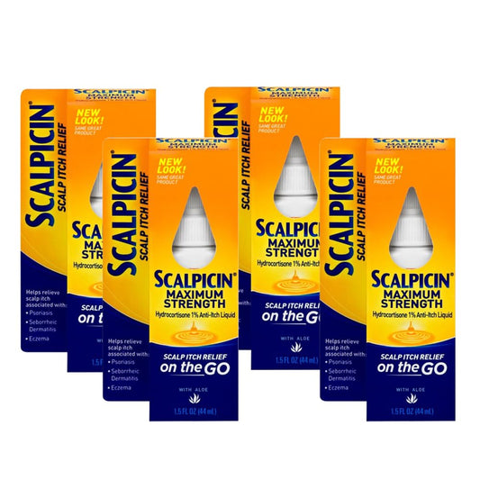 Scalpicin Max Strength scalp itch treatment box front showing trusted anti-itch formula