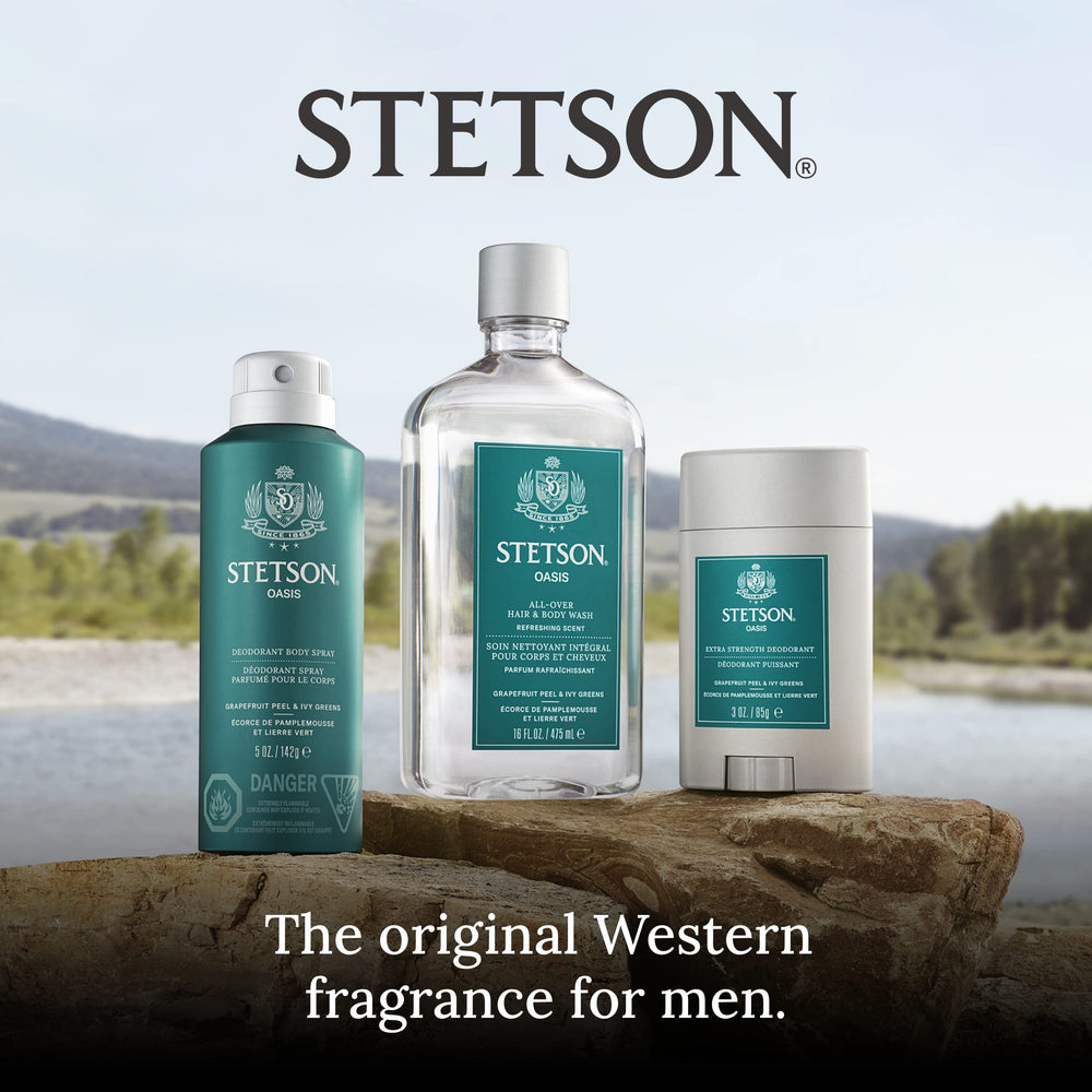 SCENT BEAUTY STETSON cedarwood note detail adds depth.