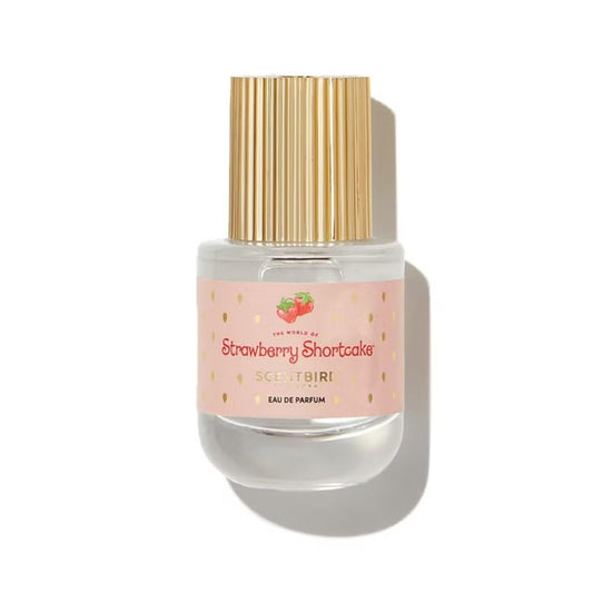 Scentbird Strawberry Shortcake EDP bottle on a shelf for everyday allure.