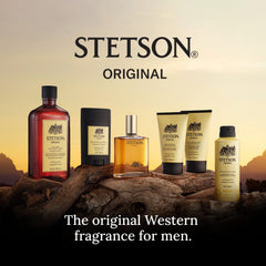 SCENT BEAUTY Stetson Deep Clean bottle with towel in masculine grooming setup.