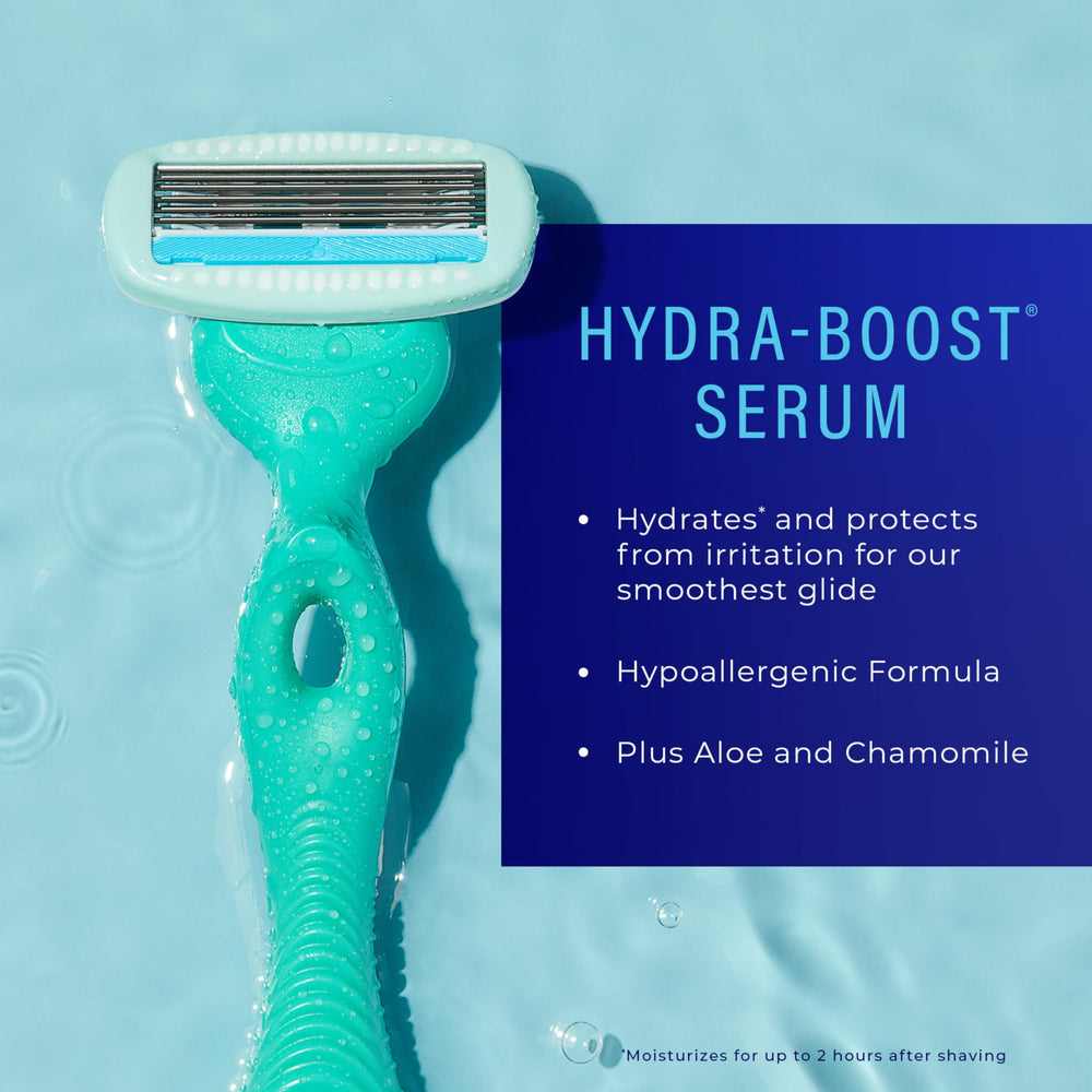 Schick Hydro Silk aloe and chamomile serum for glide and hydration.
