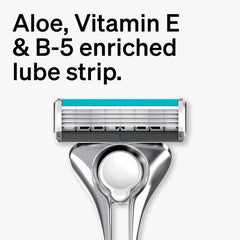 Close-up of Schick Quattro Titanium blades showing four blades.