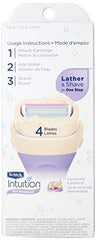 Schick Women's Intuition Pure Nourishment razor in shower ready to attach cartridge for fast grooming.