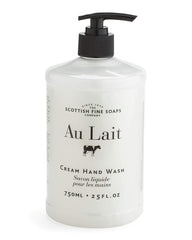 Scottish Fine Soaps Au Lait Cream Hand Wash bottle with pump for gentle cleansing