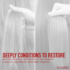 Healthy, glossy hair after using Scruples Complete Recovery Masque.