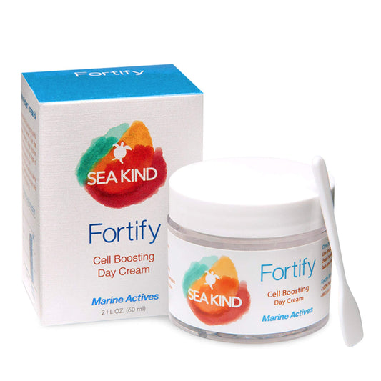 Sea Kind Fortify Day Cream jar product shown with hydration-focused styling.