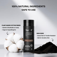 Seaboll hair-fibers offer all-day thickening with sweat resistance.