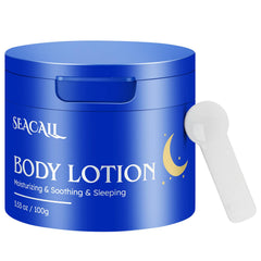 Seacall lotion close-up shows lightweight, quick-absorbing finish