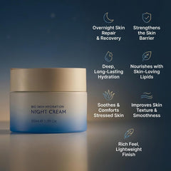 SEACRET Bio Skin Hydration Night Cream placed in a night routine setup.