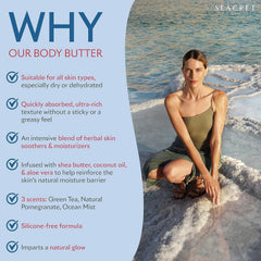 SEACRET Minerals Body Butter Dead Sea minerals jar on skin highlights mineral-rich formula