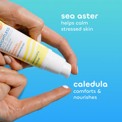 Applying Weightless Face Shield before sun exposure for hydration and protection