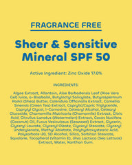 Fragrance-free packaging highlights a gentle sun care option.