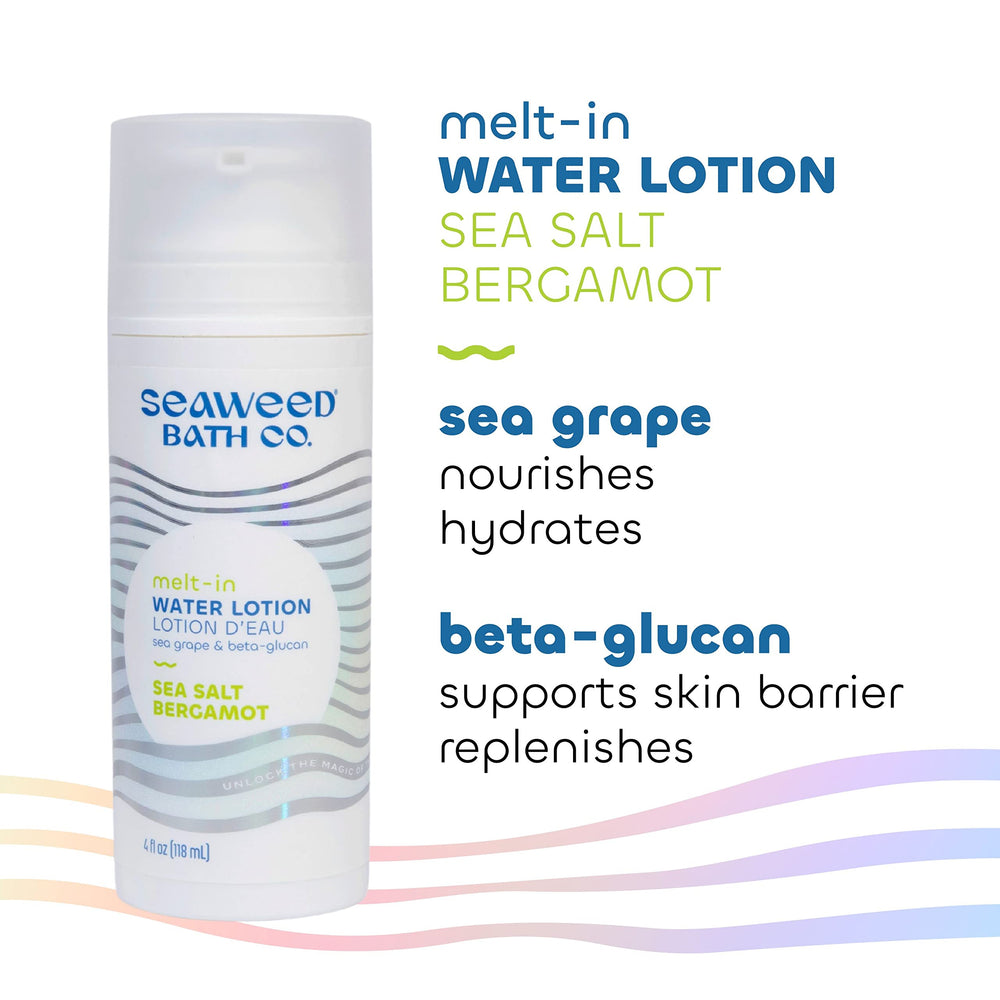 Packaging of Melt-In Water Lotion uses post-consumer recycled plastic.