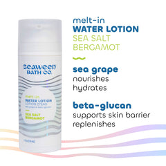 Packaging of Melt-In Water Lotion uses post-consumer recycled plastic.