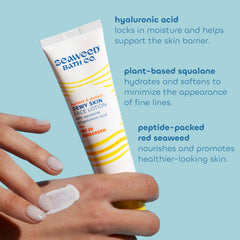 Seaweed Bath Co. post-consumer recycled packaging emphasizes eco-friendly branding.