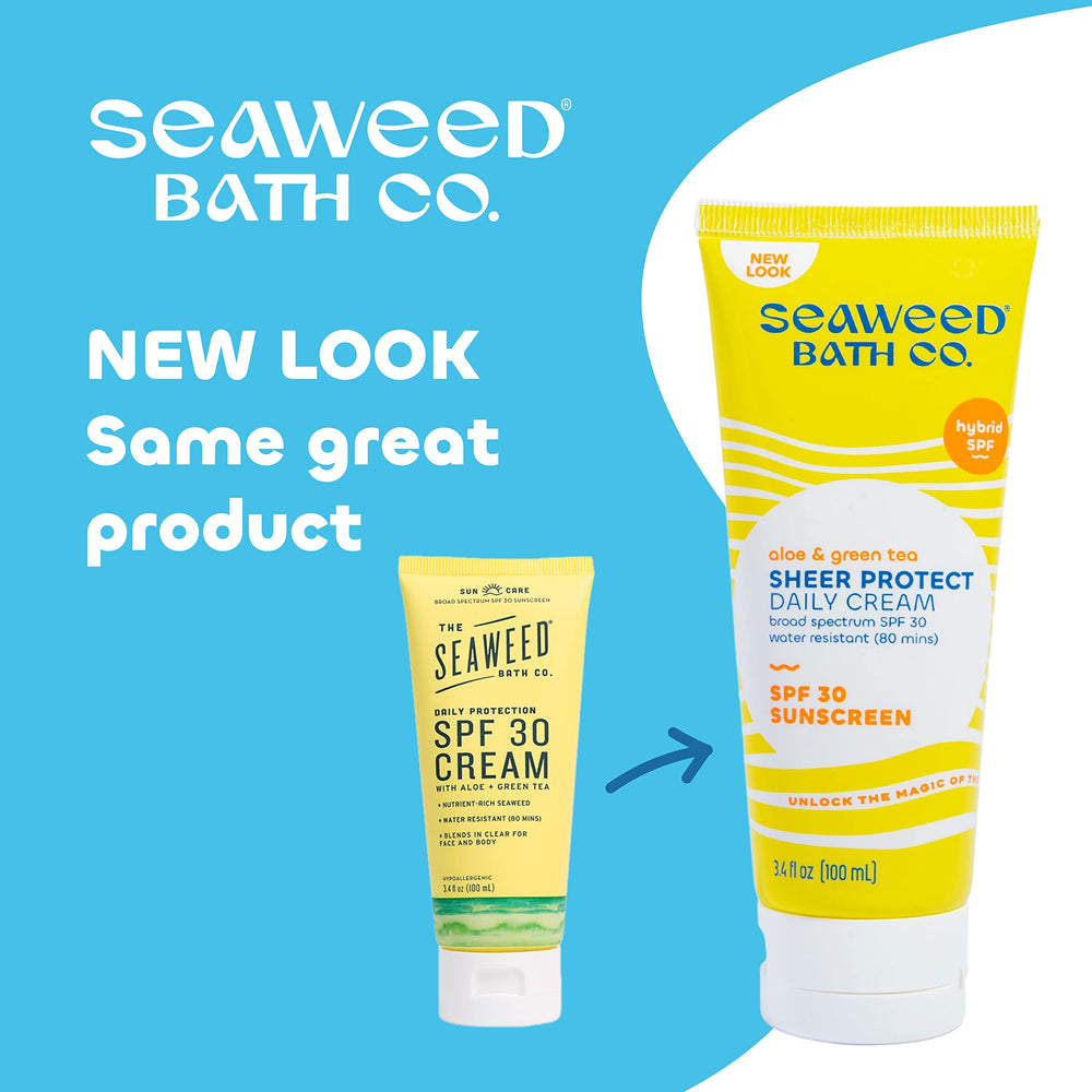Seaweed Bath Co. SPF 30 bottle provides daily protection for outdoor activities.
