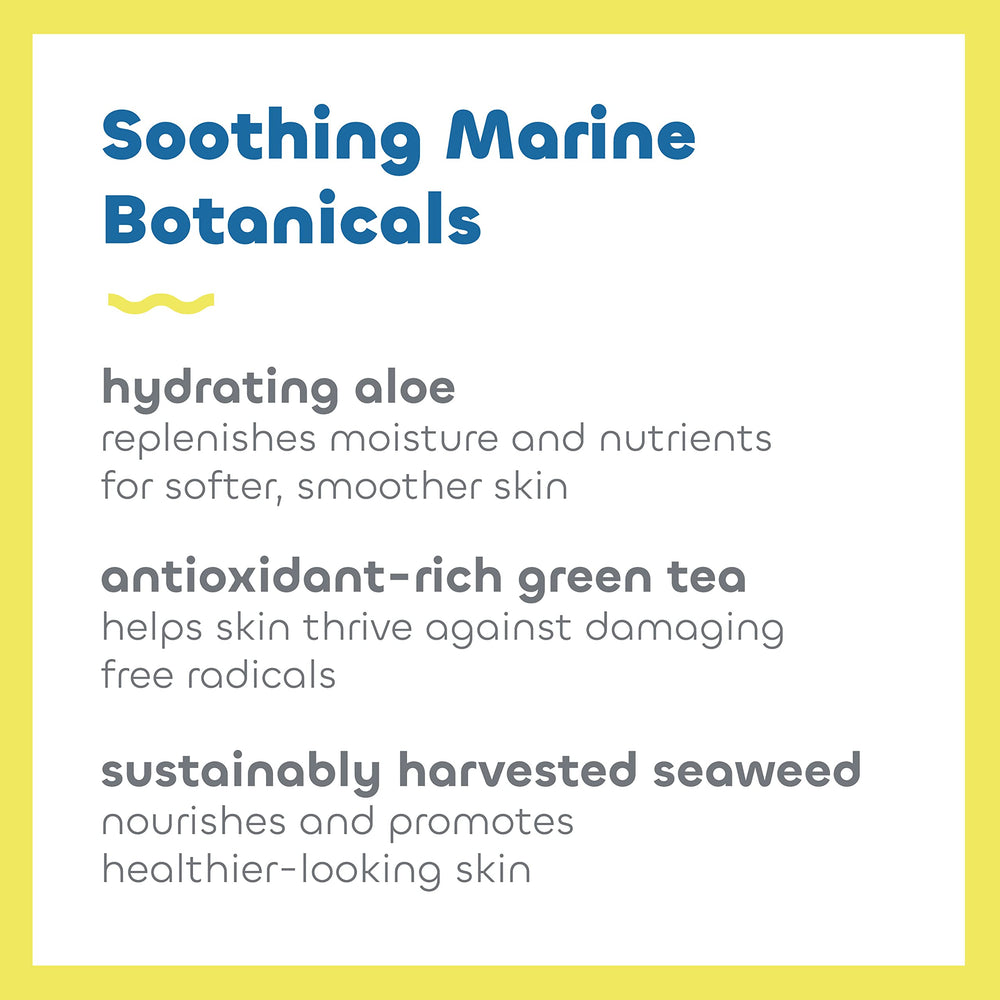 Seaweed Bath Co. sunscreen texture shown as clear and non-greasy.