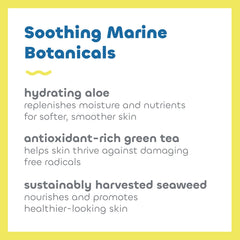 Seaweed Bath Co. sunscreen texture shown as clear and non-greasy.