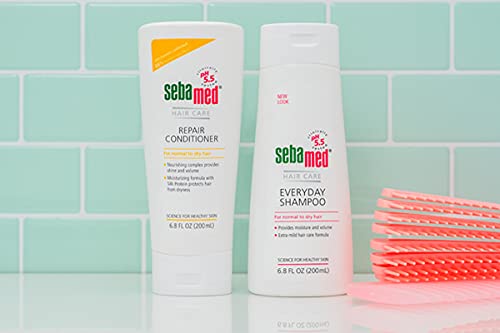 Sebamed Every-Day Shampoo after-use hair shows natural shine and softness.