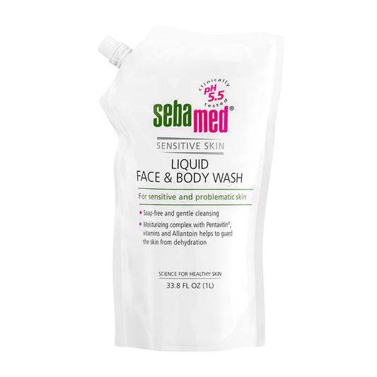 SEBAMED refill pack for sensitive skin with eco-friendly packaging.