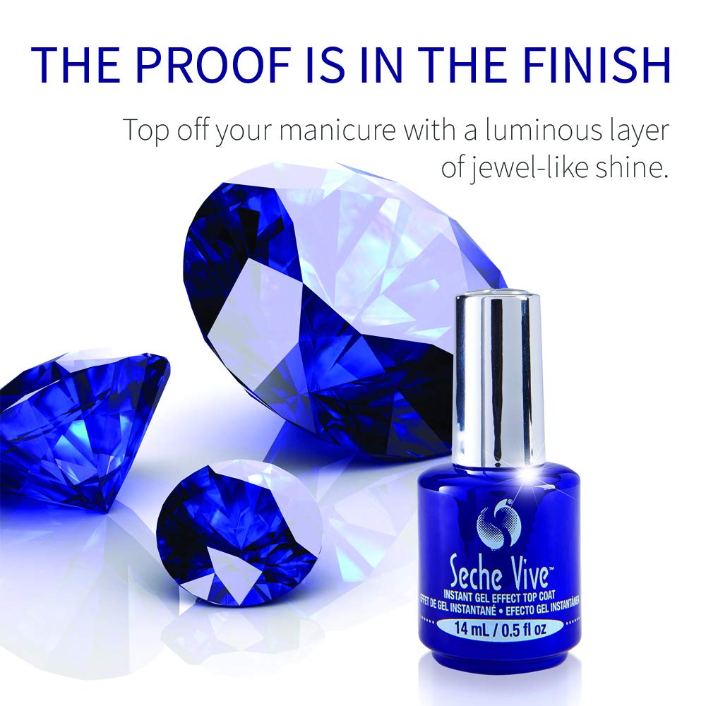Seche Vive finished nails with high-gloss gel finish and durability